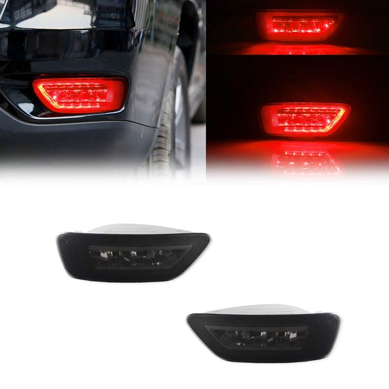 TurningMax Complete LED Smoked Lens Rear Bumper Reflectors Fog Brake Tail Lights Lamps Kit for 2011-up Jeep Grand Cherokee WK2, Compass and Dodge Journey - Image 1